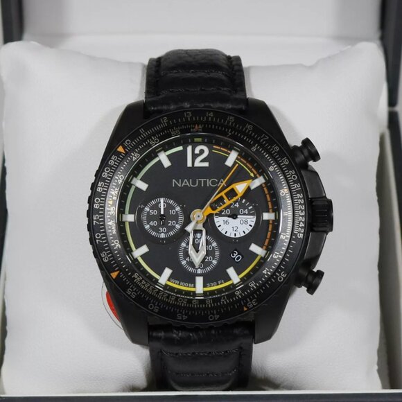 Limited Edition Nautica Men's Black Dial Chronograph Sports Watch - Picture 1 of 6